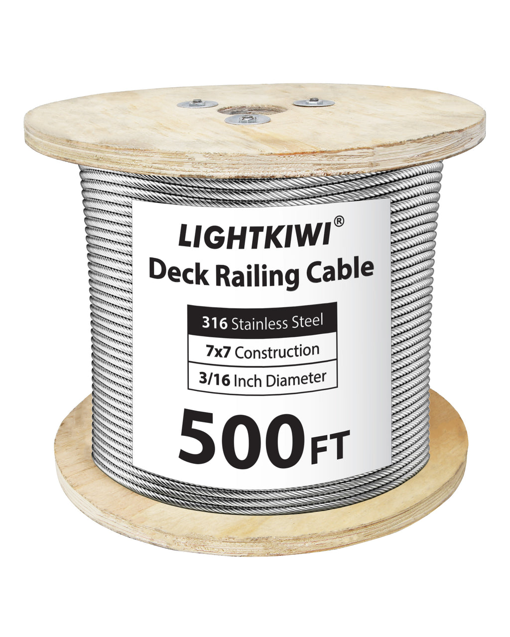 500ft 1/8 inch Cable 7x7 Strands Construction Braided Stainless Wire