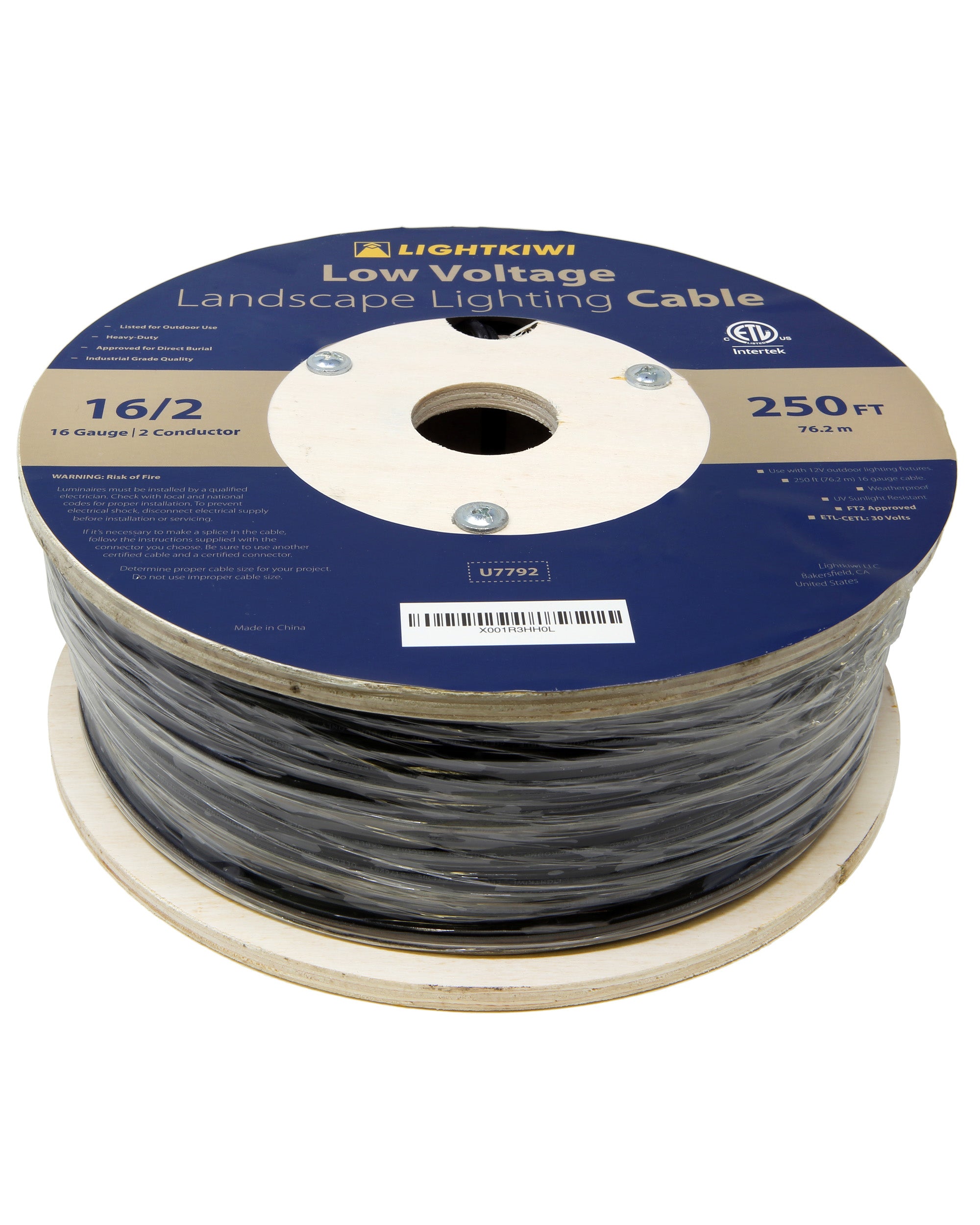 16AWG 2-Conductor Direct Burial Wire for Low Voltage Landscape Lighting, 250ft