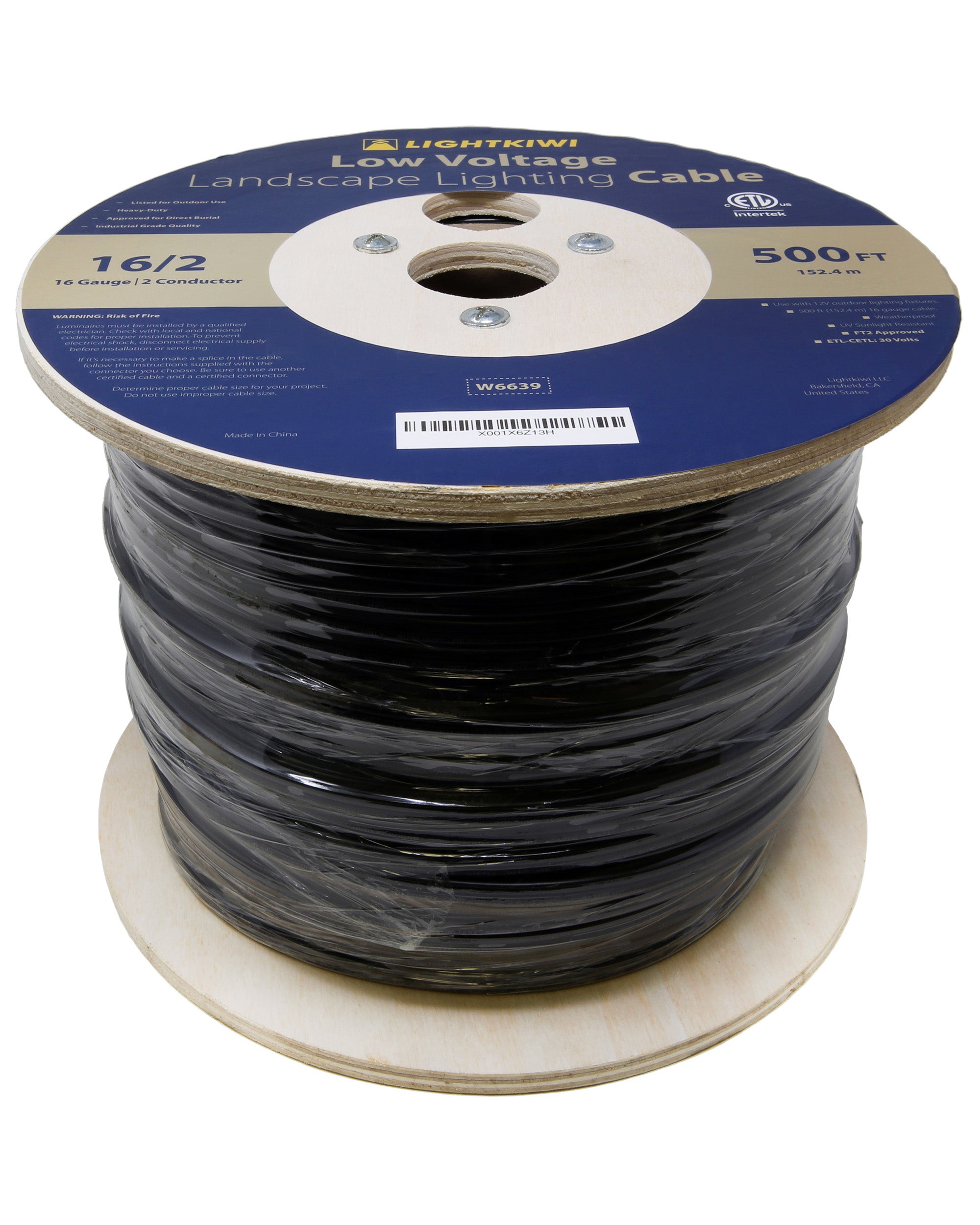 16AWG 2-Conductor Direct Burial Wire for Low Voltage Landscape Lighting, 500ft