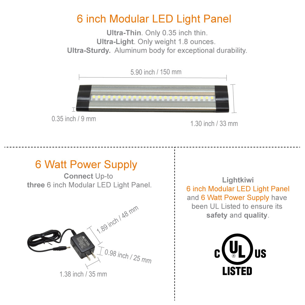 6 Inch Warm White Modular LED Under Cabinet Lighting Basic Kit 1 Pa